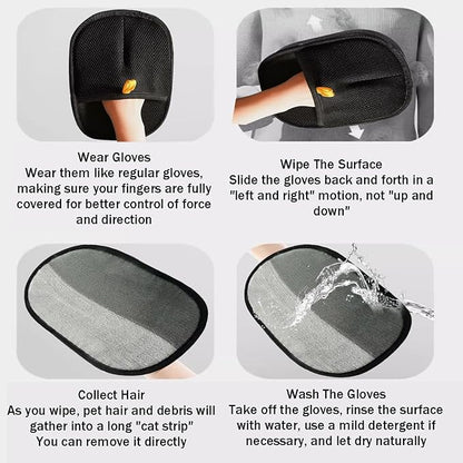 2Pcs Pet Hair Remover Glove, 2025 New Upgrade Electrostatic Gloves Pet Hair Removal ， Reusable Pet Hair Remover Glove，Gloves for Furniture Bed Sheets Couch Clothes Carpet Car Seat