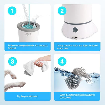ALL FOR PAWS Low Noise Automatic Dog Paw Cleaner Electric Dog Paw Washer Cup for Dog Muddy Claws, USB Rechargeable Pet Foot Washer for Small and Medium-Sized Dogs