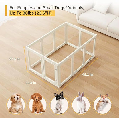 Acrylic Dog PlayPen, Clear Dog Play Pen for Puppy Cat Rabbit, Easy Assemble Pen, Preferable Small Cage, 23.6" H, 10Pcs