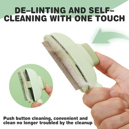 2PCS Flea Comb for Dogs & Cats，flea Comb for Cats with Release Button Self-Cleaning，lice comb for Shedding Pet Hair