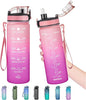 Enerbone Water Bottle, Leakproof BPA & Toxic Free, Motivational Water Bottle with Times to Drink and Straw, Fitness Sports Water Bottle with Strap for Office, Gym, Outdoor Sports
