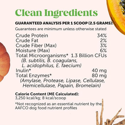 All-Natural Probiotic & Pumpkin Powder Dog Supplement - Prebiotics, Probiotics, Enzymes & Antioxidants for Healthy Gut Flora, Digestion & Immunity (90 Scoops)