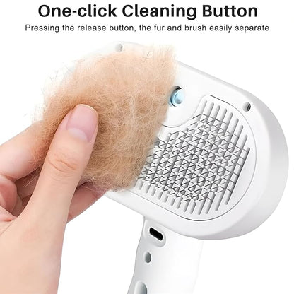 4 in 1 Cat Steam Brush: steam brush for cats, Grooming, Shedding, Mist Spray, Hair Removal Comb & Massager, USB Rechargeable Self Cleaning cat steam brushes for indoor cats - Pink