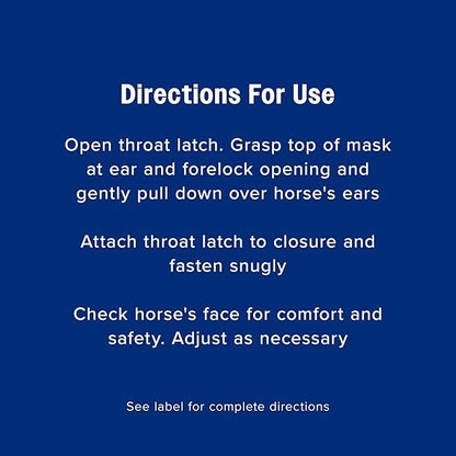 Farnam SuperMask II horse fly mask without ears, extended coverage, protects eyes from insects and debris, adjustable throat latch, Yearling size