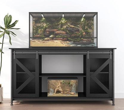 55-75 Gallon Aquarium Stand Heavy Duty Steel Frame, Fish Tank Cabinet with Accessories Storage for Reptile Terrarium & Turtle Tank - 1000lbs Capacity (Black)