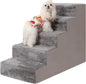 Dog Stairs for Small Dogs,22" 5-Step Pet Stairs for High Beds and Couches，Dog Steps with Non-Slip Bottom and High-Density Foam Indoor Outdoor,Grey