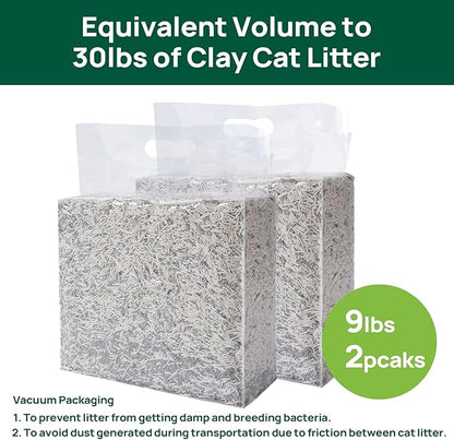 18lbs Mixed Tofu Cat Litter Clumping, Low Dust, Lightweight, Ultra Absorbent and Fast Drying, Natural Pea Husk Bentonite Kitty Litter (9lbs×2bags)