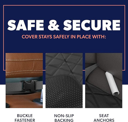 Active Pets Dog Car Seat Cover, Waterproof Front Seat Protector for SUV Truck Sedan, Pet Safety Travel Comfort System with Universal Fit, Black