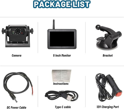 EWAY Wireless WiFi Magnetic Hitch Backup Camera 1080P HD Rechargeable Battery Powered No Wiring Rear View Reverse Monitoring Camera for Car Truck Pickup RV Camper 5th Wheel Horse Trailer Boat Trailer