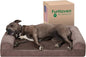 Furhaven Orthopedic Dog Bed for Large/Medium Dogs w/ Removable Bolsters & Washable Cover, For Dogs Up to 55 lbs - Faux Fur & Velvet Sofa - Driftwood Brown, Large