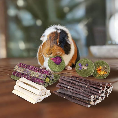 50-60 Pcs Rabbit Chew Toys, Guinea Pig, Hamster, Bunny Chew Toys, Sweet Bamboo, Apple Stick, Timothy Stick, Prevent Teeth Overgrowth, Clean Teeth