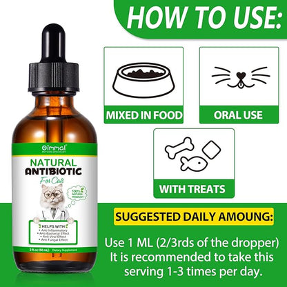 Antibiotics for Cats, Cat Antibiotics for Injections, Natural antibiotic for Cat Immune & Allergy Relief, Cough Relief, Yeast Injection, UTI Treatments, Cats Antibiotics, 60ML