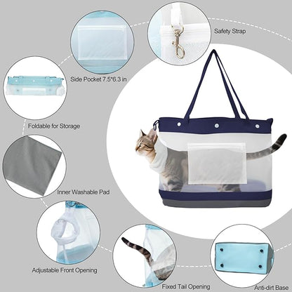 Dog Purse Carrier for Small Dogs Cat Kitty Puppy Rabbit Bunny Dog Cat Bag Carrier for Animals up to 22lbs Soft Sided Collapsible Pet Carrier Sling for Outing Travel Vet-Light Blue