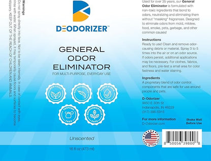 General Odor Eliminator for Multi-Purpose Everyday Use - Air & Surface - Neutralizes Odors, Unscented - 16oz Spray