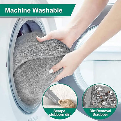 18" Professional Microfiber Mop Floor Cleaning System, Flat Mops with Stainless Steel Handle, 4 Reusable Washable Mop Pads, Wet and Dust Mopping for Hardwood, Vinyl, Laminate, Tile Cleaning (White)