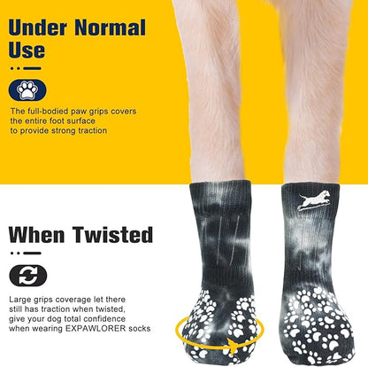 EXPAWLORER Anti Slip Dog Socks to Prevent Licking Paws, Dog Shoes for Hot Pavement, Dog Booties for Small Medium Large Senior Dogs, Traction Control Dog Boots & Paw Protectors for Hardwood Floors