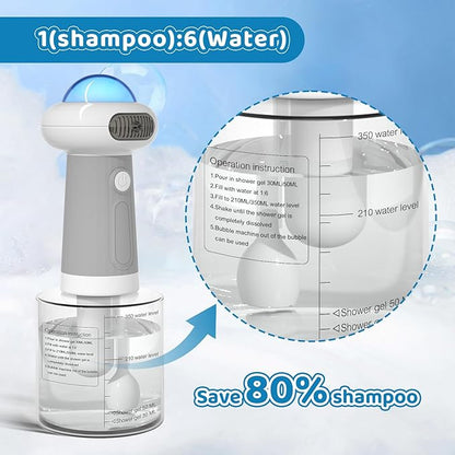 Electric Dog Shampoo Dispenser IPX7 Cat Shampoo Sprayer,Pet Bath Supplies Automatic Foaming Shampoo Dispenser for Dog Deep Cleaing Kitchen Sink Bathroom Grey