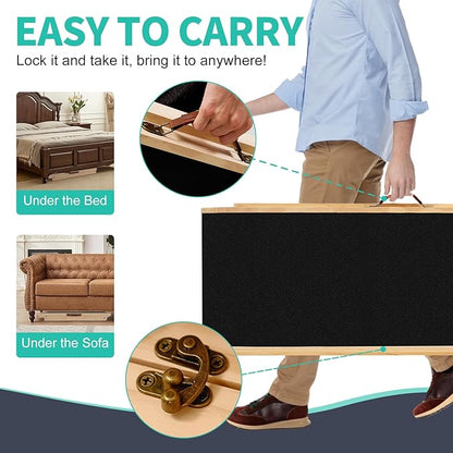 Dog Ramp, Adjustable Height Wooden Folding Pet Ramp for Bed, Couch,SUV-High Traction, Portable Paw Ramps for Small & Large Old Dogs & Cats - Furniture Quality