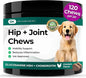 Glucosamine for Dogs - Max Strength Hip and Joint Supplement for Dogs - MSM, Chondroitin, Hemp Oil, Turmeric - Mobility Support and Pain Relief - 120 Chewable Tablets (Chicken Flavor)