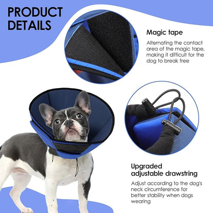 Dog Recovery Collar Cone for Medium Dogs, Adjustable Dog Cone Alternative After Surgery for Dogs to Stop Licking, Breathable Soft Cone for Medium Large Dogs, Blue M