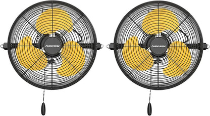 2PCS 12 Inch Wall Fan Pro Series - Indoor High Velocity Wall Mount Fan for Commercial, Residential, Warehouse, Covered Patio, Shop, Garage, Barn, Gazebo 3 Speed 2800 CFM UL Safety Listed