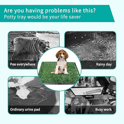 35"X22.6" Dog Grass Pad with Tray - Indoor/Outdoor Artificial Turf Potty Training Mat for Large Dogs, Portable Dog Litter Box for Balcony/Patio, Washable Reusable Pee Pad and Fake Grass for Dogs