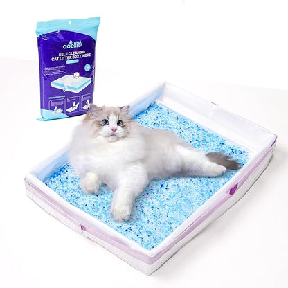 24 Count Litter Box Liners, Waste Bags Compatible with Pet-safe ScoopFree Self-Cleaning Litter Box Tray Refills, Drawstring Litter Bags for Reusable Tray, Pre-Separated (38"L x 14.5"W x 7.8"H)