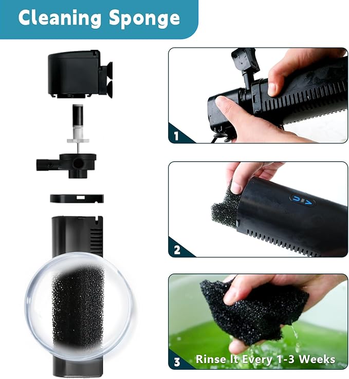 200GPH Aquarium Filter, U-V for Aquarium for 20-75 Gal Tank, Submersible Pump Filter for Green Water and Algae Clean, Ultra-Silent Green Killing Machine with Fish Tank Deodorization