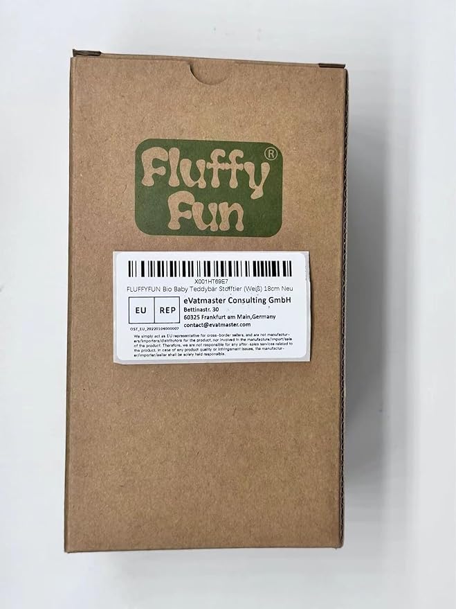 100% Organic Cotton Baby Stuffed Animals White Teddy Bear for Newborn 6.5"