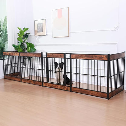 Dog Playpen, 31.5" Height Dog Pen Indoor, Heavy Duty, Safe and Sturdy, Furniture Style Puppy Pen (12 Panels (31.5" High), Rustic Brown)