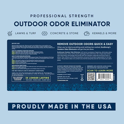 Eco Strong Outdoor Odor Eliminator Outside Dog Urine Enzyme Cleaner Powerful Pet, Cat, Animal Scent Deodorizer | Professional Strength for Yard, Turf, Kennels, Patios, Decks (128 oz W Sprayer)