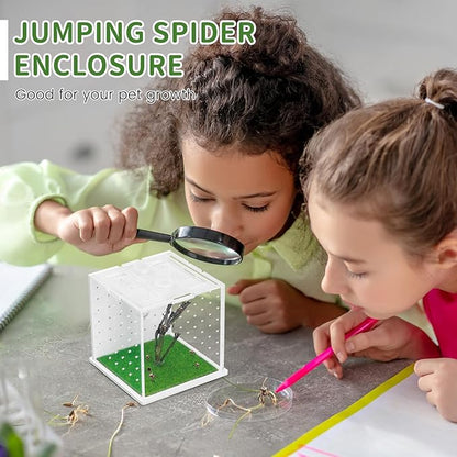 Acrylic Jumping Spider Enclosure, 2.95×2.95×2.87in Transparent Reptile Terrarium, Versatile Tarantula Enclosure for Small Reptiles/Insects, Small Reptile Tank with Dropper, Jumping Spider Accessories