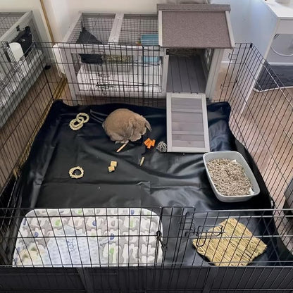 Aivituvin Rabbit Hutch Indoor Bunny Cage Outdoor Bunny House with Wire Floor Leakproof Plastic Tray