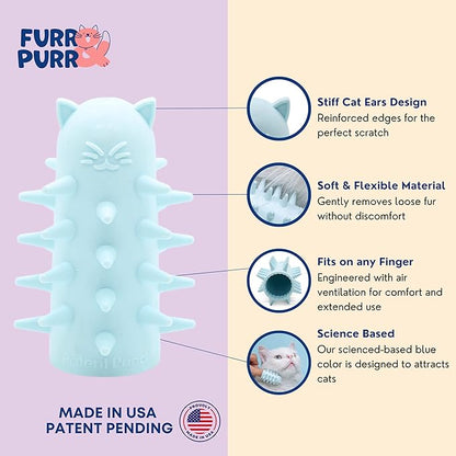 Furr&Purr Cat Brush Set for Indoor Cats - Grooming Tools: Face Scratcher, Calming Massager, and Scratching Pad (2-Pack, Made in the USA)