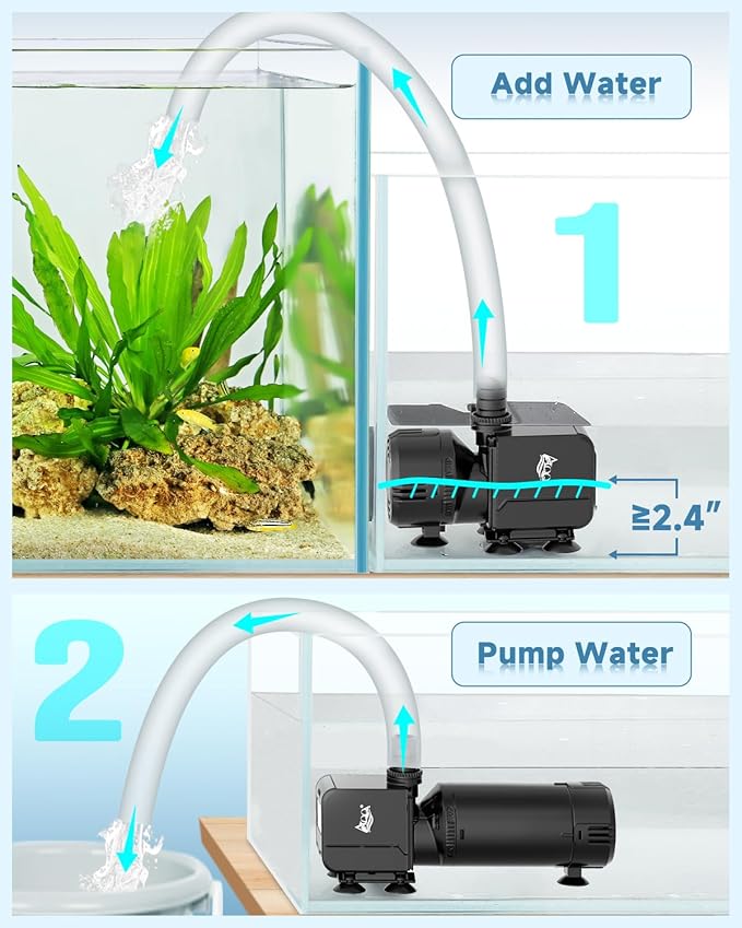 AQQA Dual-Use Aquarium Filter,Fish Tank Filter + Small Water Pump,Filtration,Wave-Making,Dissolved Oxygen,Water Circulation,Water Changes,Fountains Multifunctional Pump,Saltwater Freshwater (18W)