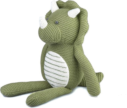 100% Organic Cotton Baby Stuffed Animals | 7.1" Green Dinosaur Plush for Newborn