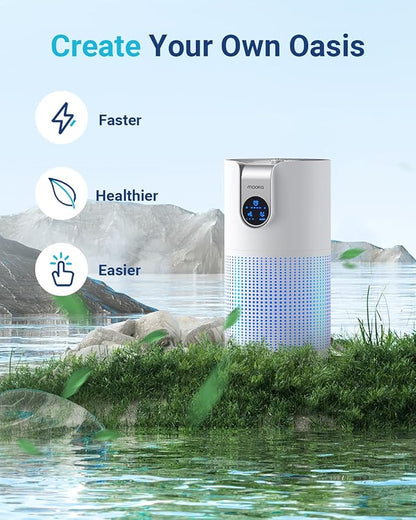 Air Purifiers for Home Large Room Up to 1500ft² with Aromatherapy, MOOKA HEPA Air Purifier for Bedroom Pets Kitchen, Air Filter Cleaner for Wildfire Smoke Pollen Dust Dander Odor, 15dB, M03