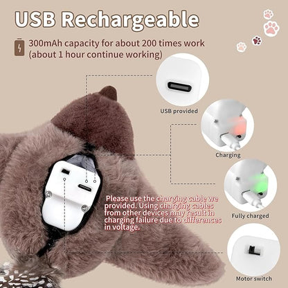 2 PCS Cat Toys, Flapping Bird Cat Toy(No Flying), Interactive Catnip Toy with Catnip Bags, Chirping Noise Moving Wings Dog Cat Kitten Toys, Flappy Flying Pets Toy for Indoor(Brown&Gray Sparrow)