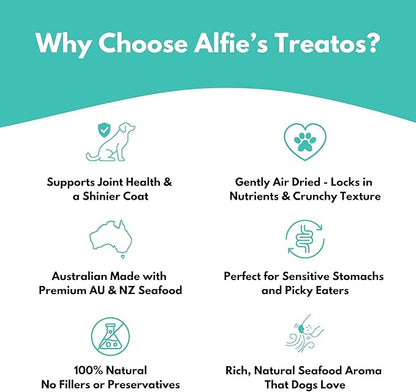 ALFIE'S TREATOS Salmon Skin Treats for Dogs & Cats (2.65 oz), Air-Dried Fish Skin Dog Treats, Omega-3 Food Topper & Training, Single Ingredient, Freeze-Dried Alternative