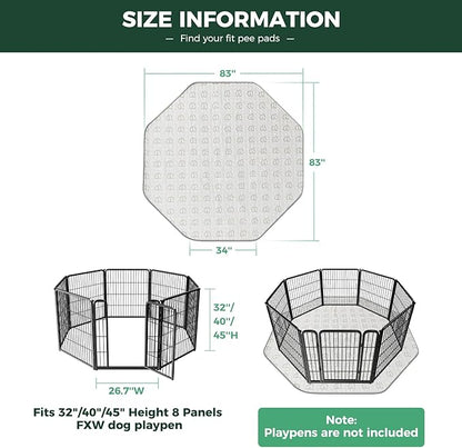 FXW Washable Pee Pads for Dogs, Puppy Pads with Super Absorbent, Specifically Designed for FXW Rollick/Homeplus 32/40/45inch 8 Panels Dog Playpen, 34" Octagon, Khaki, 2 Packs