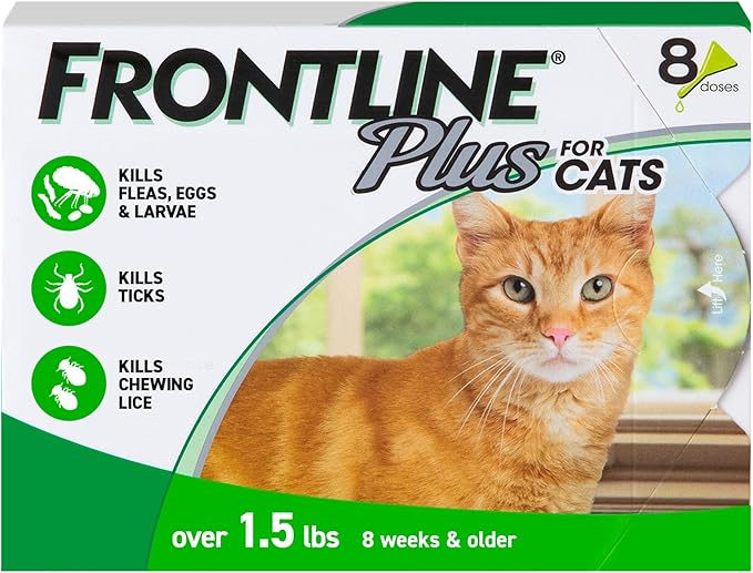 FRONTLINE Plus Flea and Tick Treatment for Cats Over 1.5 lbs. 8 Treatments