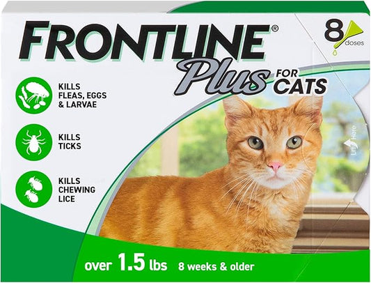 FRONTLINE Plus Flea and Tick Treatment for Cats Over 1.5 lbs. 8 Treatments