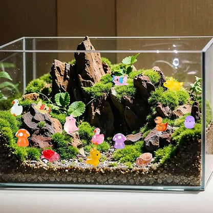200 Pcs Mini Resin Animals Kit Accessories Variety Pack Glow Animal Figurines Resin Mini Ducks Figurines Accessories for Variety Pack for Garden Micro Landscape Aquarium Potted Dollhouse Decor