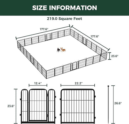 FXW Rollick Unleashed Dog Playpen for Indoor, Yard, RV Camping, 24 inch 32 Panels for Small and Puppy Dogs, Black│Patented