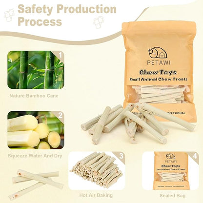 900g Sweet Bamboo Chew Sticks for Rabbits, Chinchilla Rabbit Toys Guinea Pig Chews Sticks, Natural Rabbit Bunny Molar Treats Snacks Toys for Chinchilla, Guinea Pig, Hamster Small Animals
