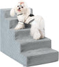 Dog Stairs for Small Dogs,22" H,5-Step Dog Steps for Bed and Couch with High Density Foam,Non-Slip Pet Steps for Doggy and Cat,Pet Stairs with a Washable Cover,Grey