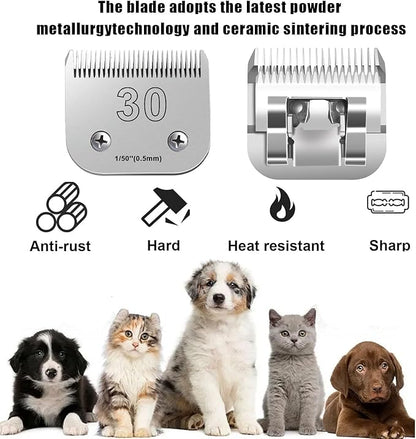 30 Blades for Dog Grooming Blades Compatible with Andis,Oster A5,Wahl km10 Dog Clippers,Size-#30, 1/50-Inch Cut Length (0.5mm)(3pcs #30)