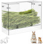 Acrylic Rabbit Hay Feeder with Lid, Transparent Hanging Food Dispenser Hay Feeder for Bunny Rabbits Guinea Pig Cage Chinchillas Hamsters Small Pets and Animals（Medium