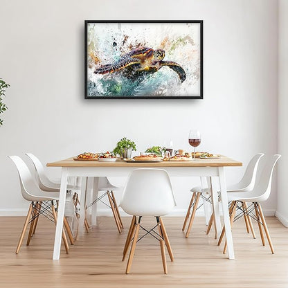 Extra Large Framed Sea Turtle Wall Art,Oversized Abstract Colorful Sea Nautical Wall Decor Pictures for Living Room,Canvas Print Painting Modern Artwork Bedroom Office Bathroom Home Decor 36L x24W