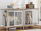 78 Inch Dog Cage Furniture for 2 Large/Medium Dogs with Removable Divider, Extra Large Double Doors Dog Kennel, XXL Thick Wooden Dog cage Furniture, Durable and Sturdy, Beige
